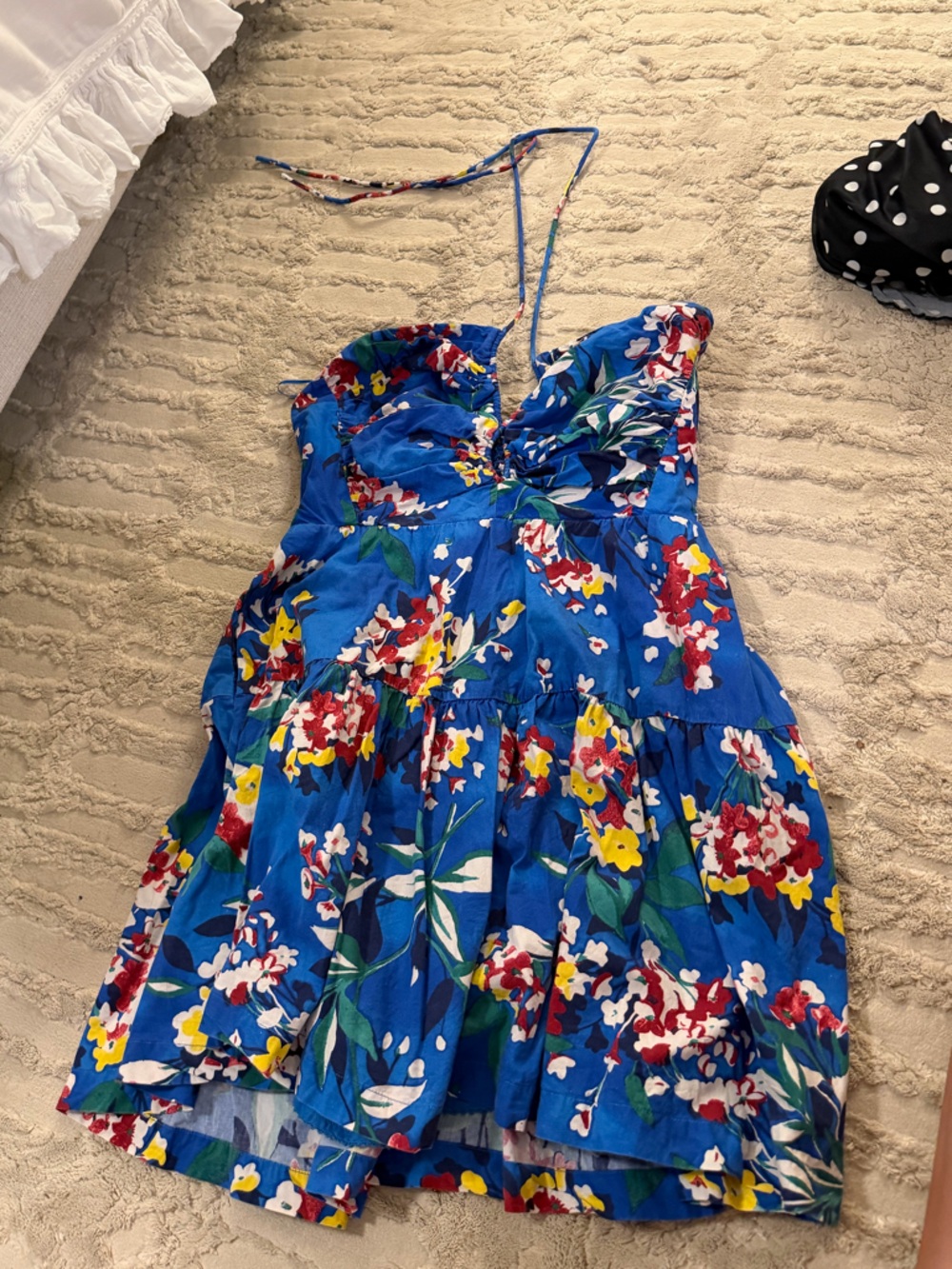 Anthropologie Royal Blue Floral Smocked Sundress